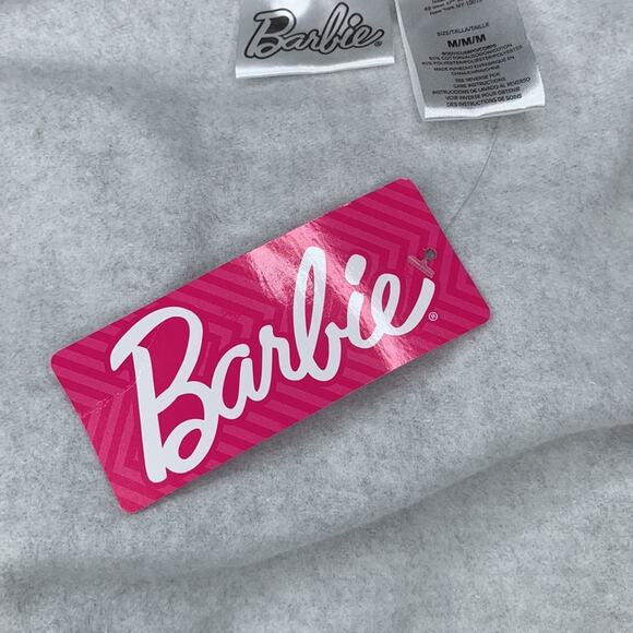 Barbie NWT Hoodie Gray Side Pockets Pullover Barbie Embroidered Size M - Picture 11 of 11